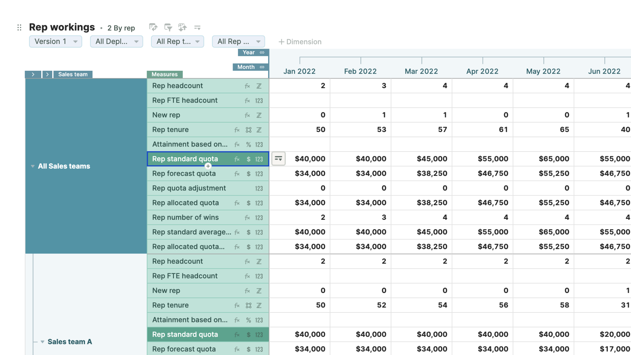 Spreadsheet Quota template